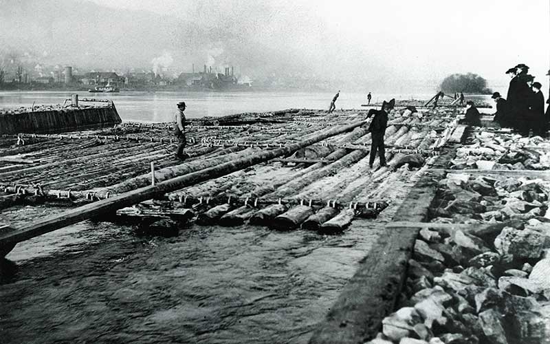 Old Photograph of Lumber Rafts